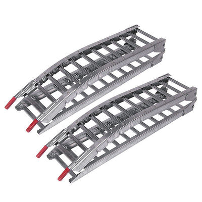 YD25-001 Arched Steel Ramps: 1400LBS/Pair, 213cm, Bi-Fold for Lawnmowers/ATVs